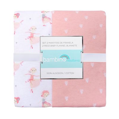Imagen 2 del producto Set 2 Mantita Franela Rosado Bailarinas Niña