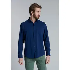 FEROUCH - Camisa Jersey Garment Dyed F Azul
