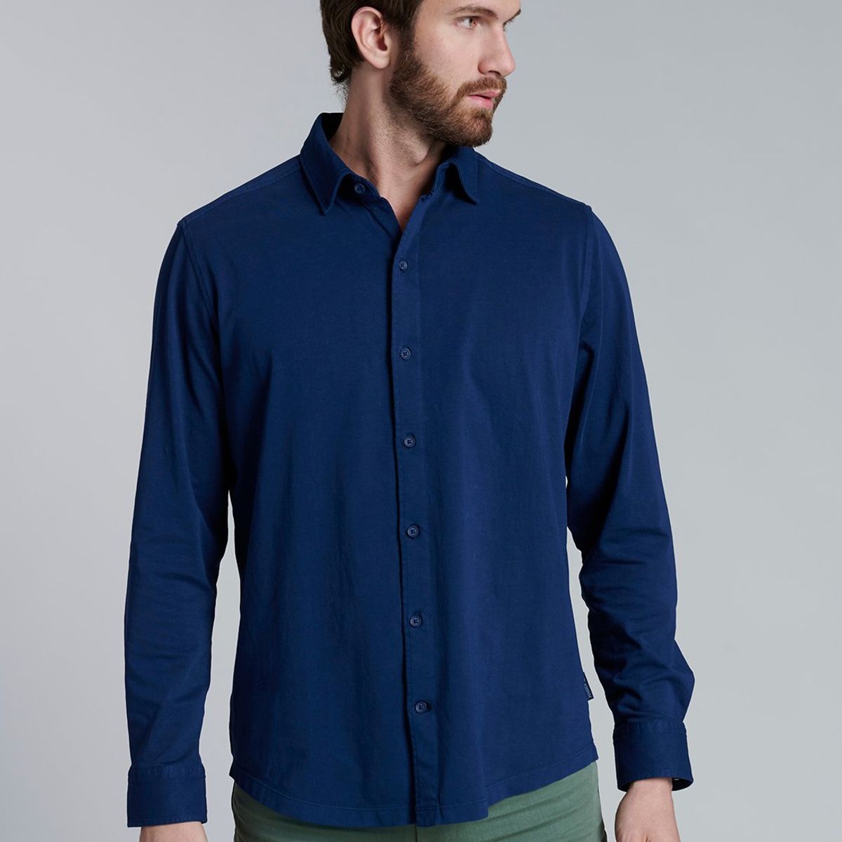 FEROUCH - Camisa Jersey Garment Dyed F Azul Ferouch