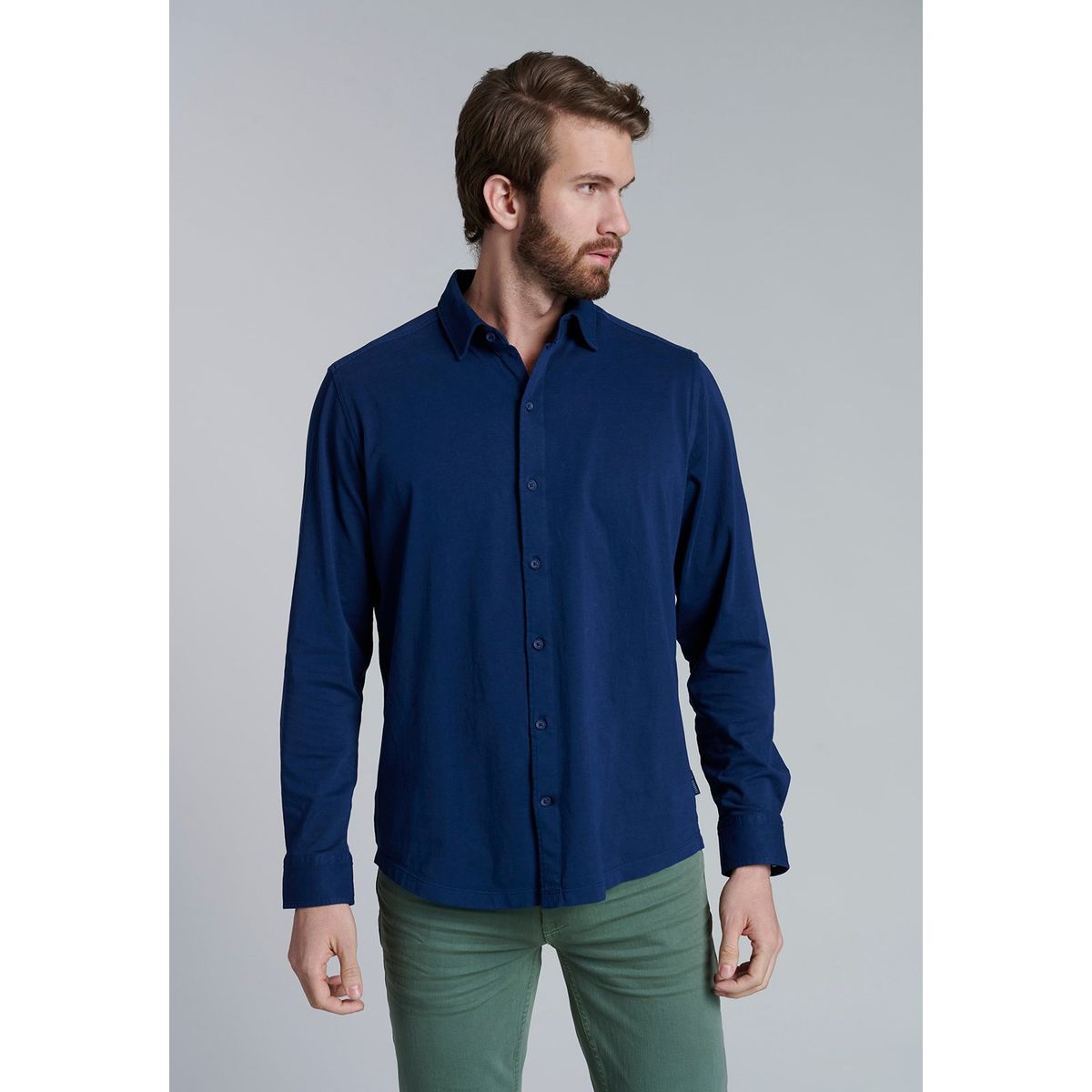 FEROUCH - Camisa Jersey Garment Dyed F Azul Ferouch