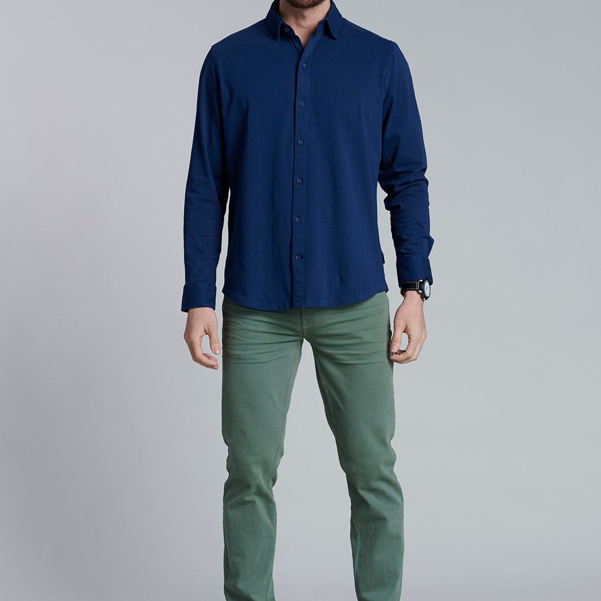 FEROUCH - Camisa Jersey Garment Dyed F Azul Ferouch