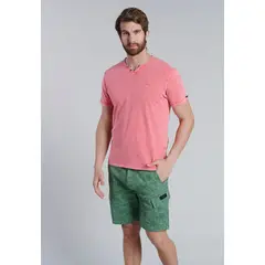 FEROUCH - Polera Henley Oregon Rojo