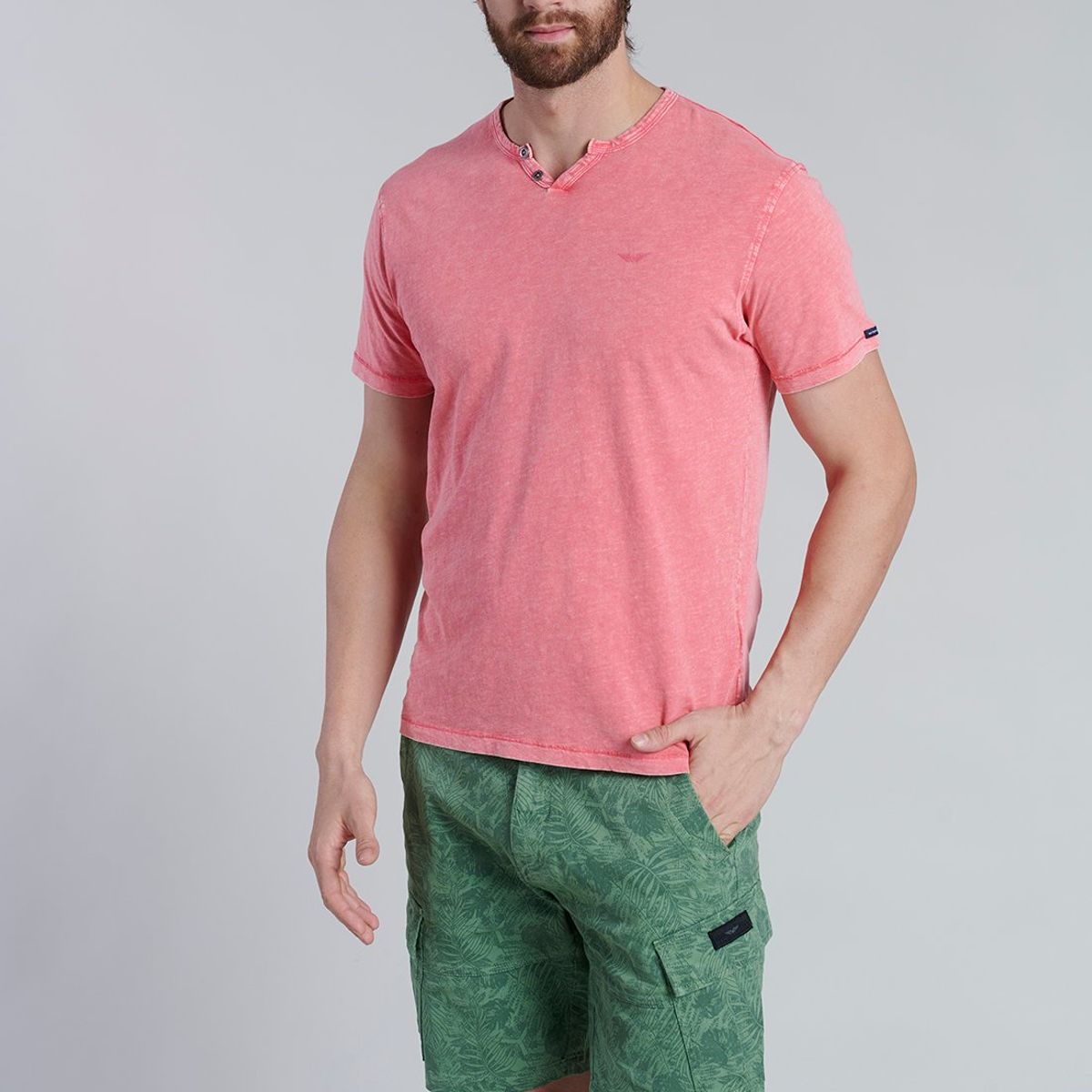 FEROUCH - Polera Henley Oregon Rojo Ferouch