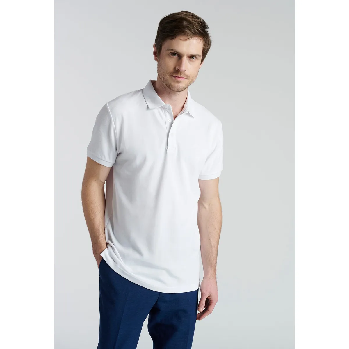 NEW MAN - Polo Comillas Blanco New Man