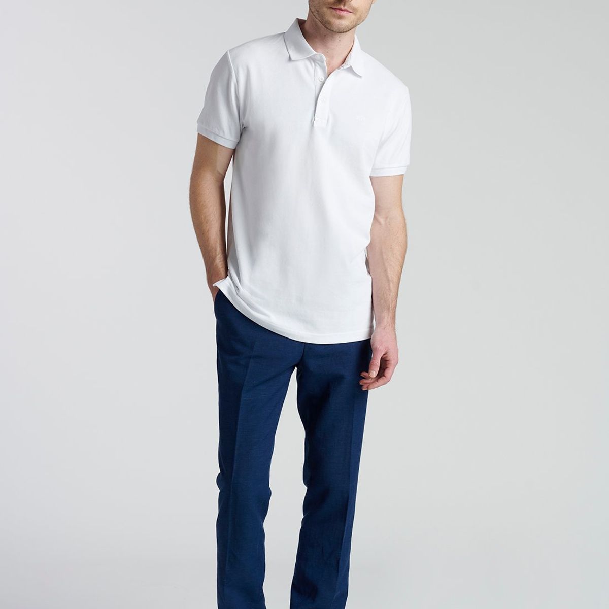 NEW MAN - Polo Comillas Blanco New Man