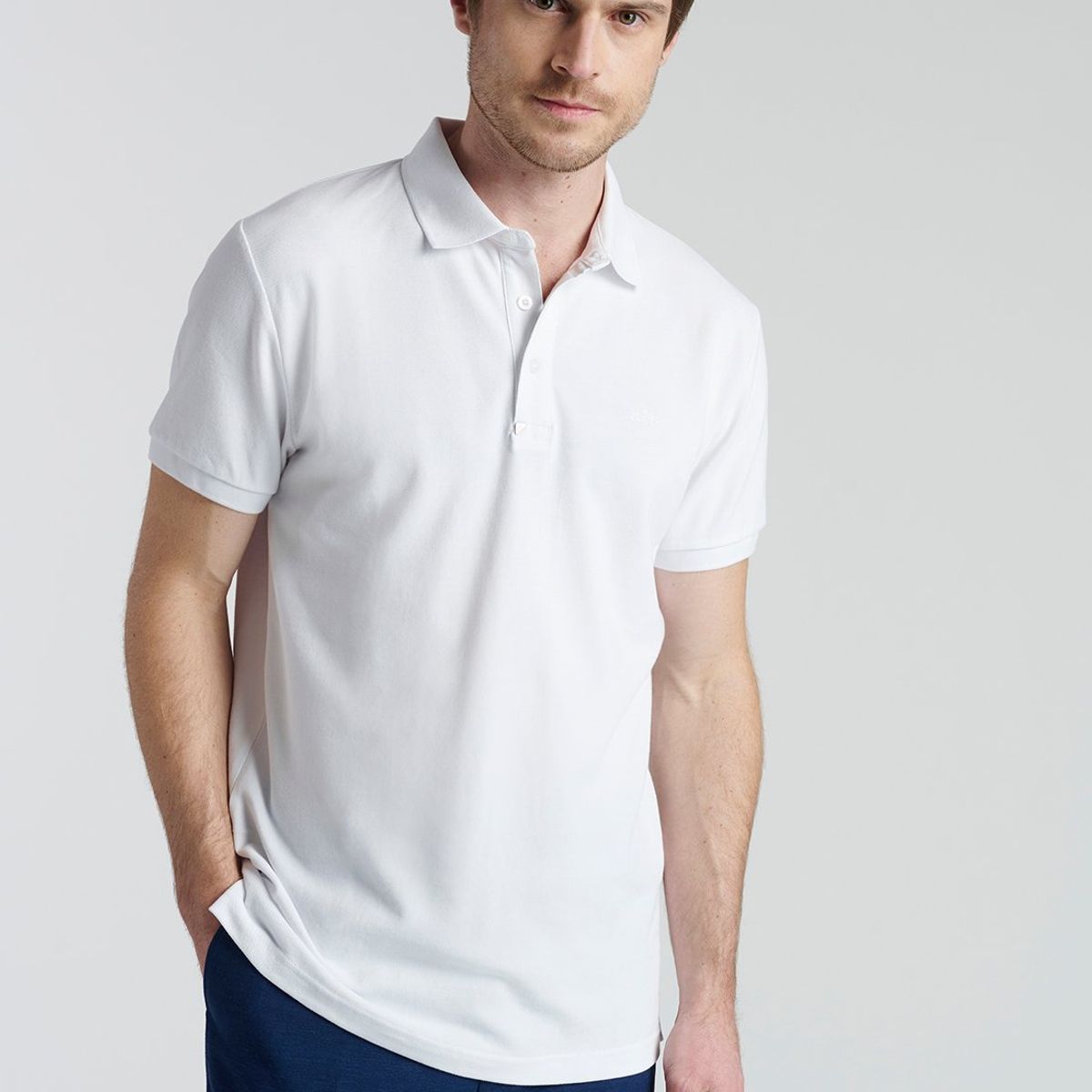 NEW MAN - Polo Comillas Blanco New Man