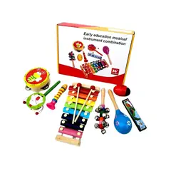 GENERICO - Pack 8 Juguetes Didácticos Musicales de Madera Para Niños