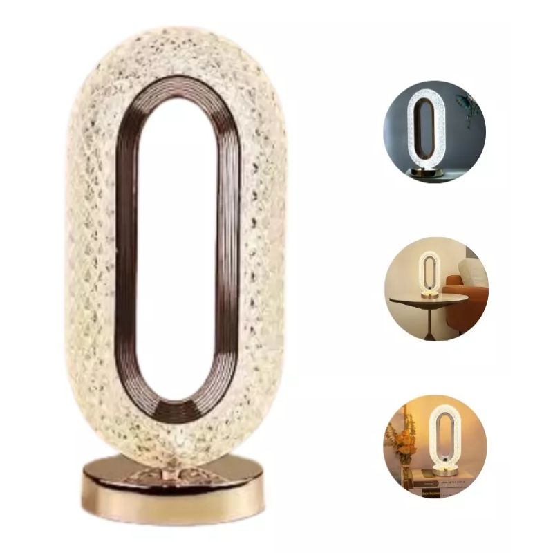 GENERICO - Lampara De Mesa Recargable Ovalada 3 Tonos De Iluminación