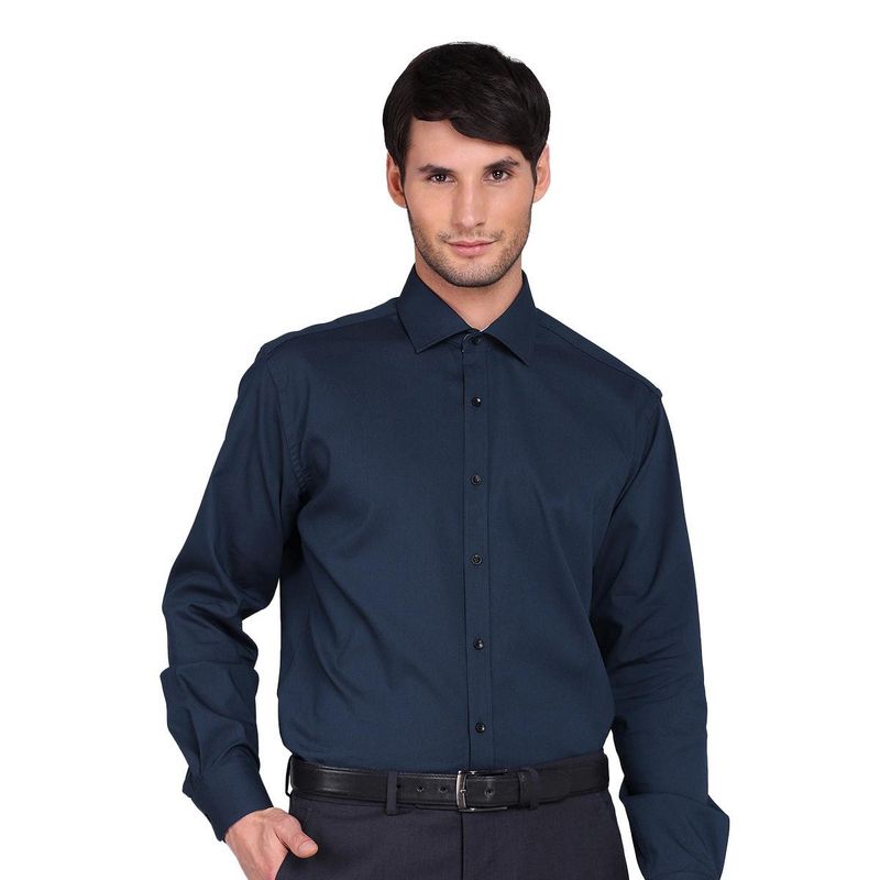 ARROW - Camisa Azul Oscuro Formal Slim Fit Spandex Hombre Cuello Italiano
