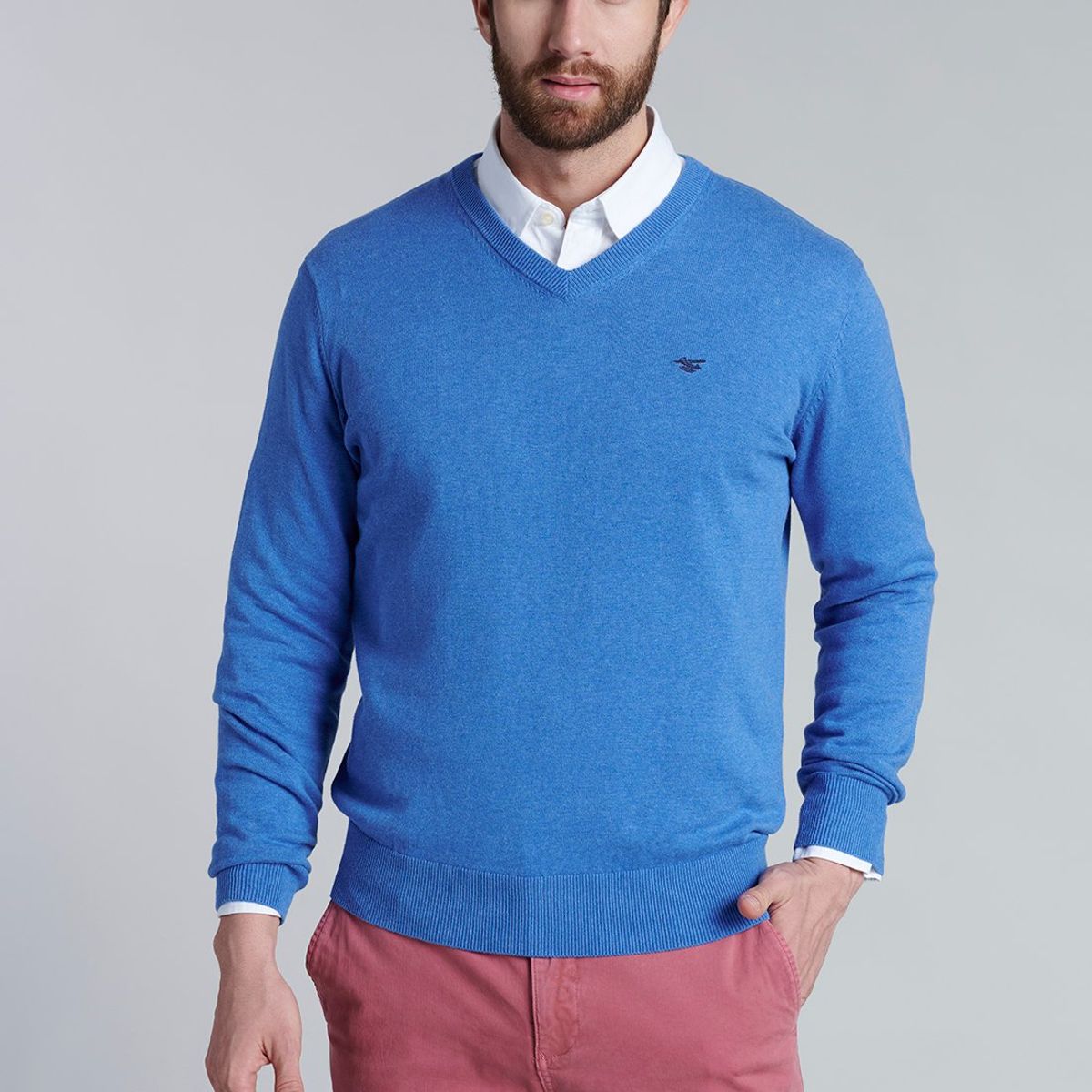 FEROUCH - Sweater V Neck Melange F Celeste Ferouch