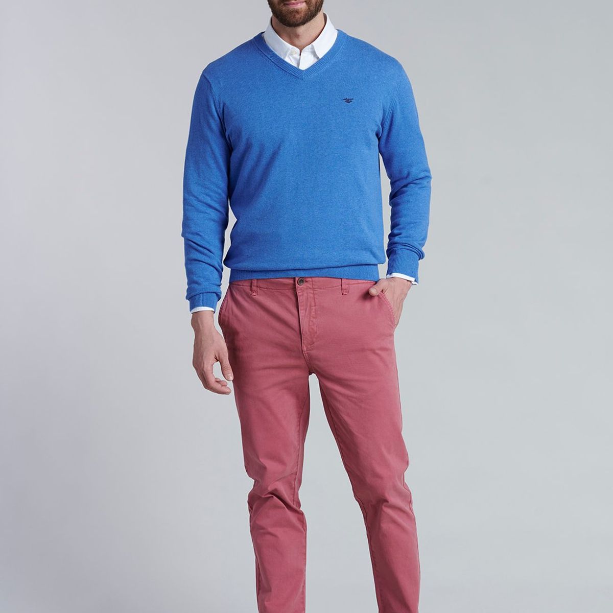 FEROUCH - Sweater V Neck Melange F Celeste Ferouch