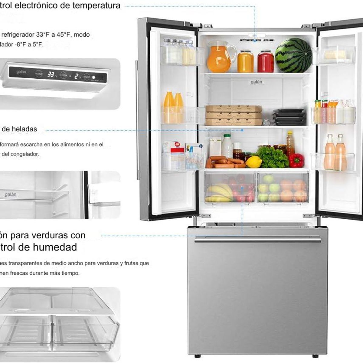 BRITANIKA - Refrigerador Galanz 455 Lts Inox