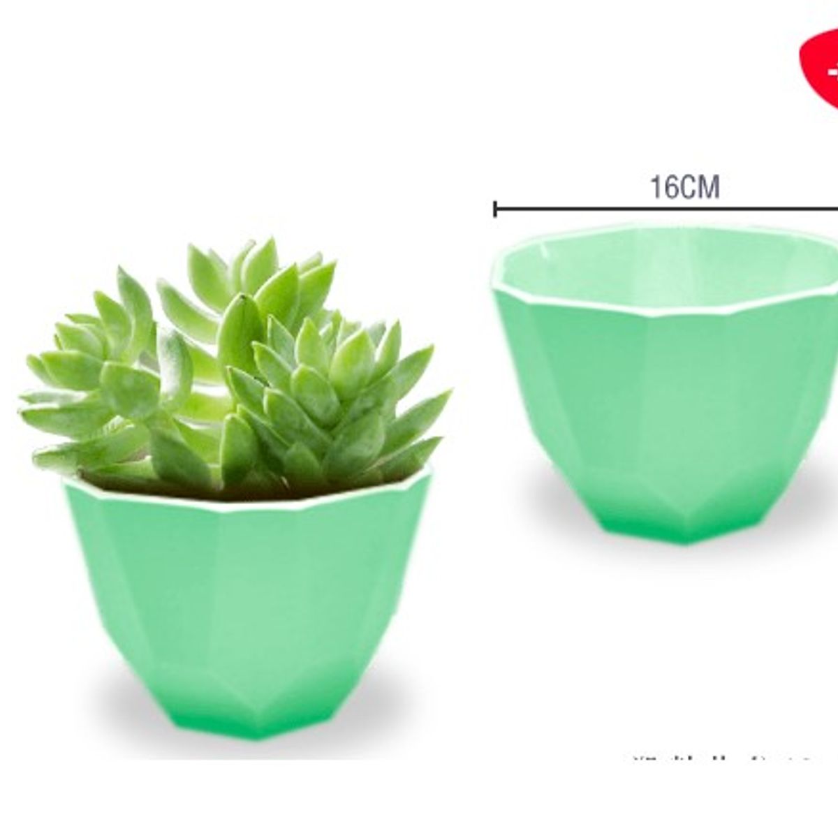 GENERICO - Florero Plastico Textura Verde 16X10Cm