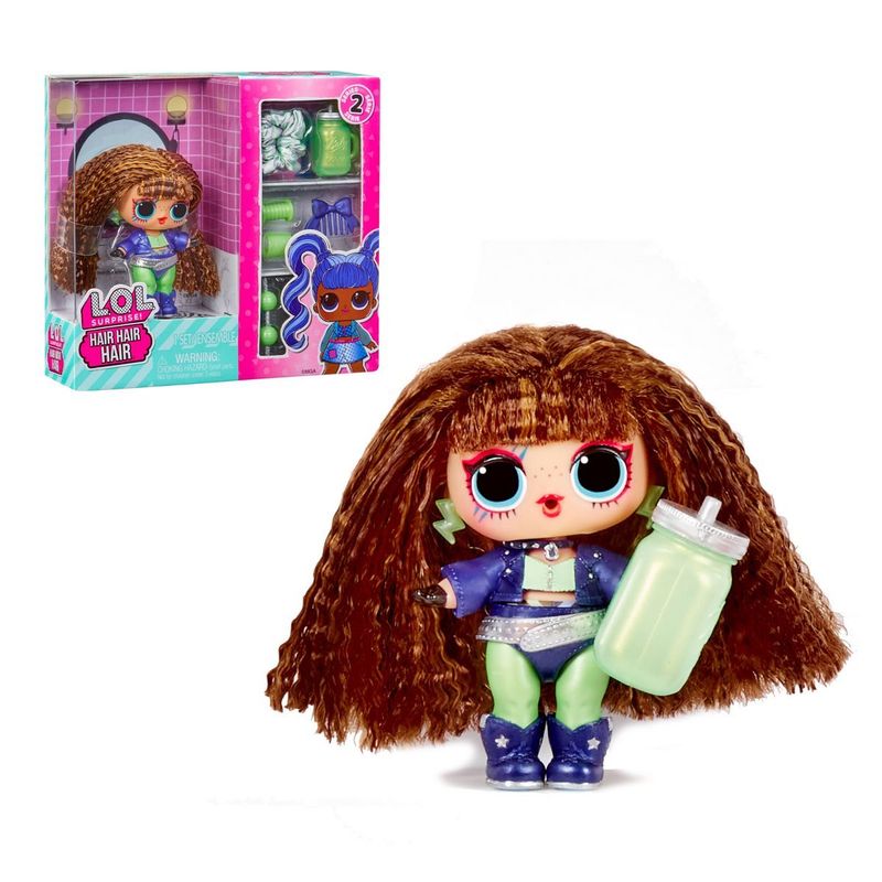 LOL SURPRISE - Muñeca Lol Hair Hair Hair 8 Cms Con Accesorios - Castaño