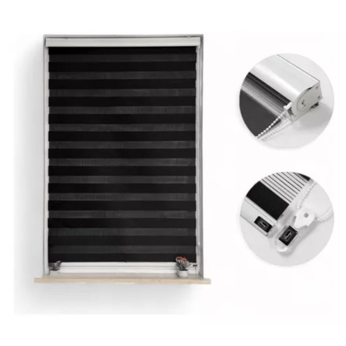 GENERICO - Cortina Roller Duo  120200Cm Color Negro