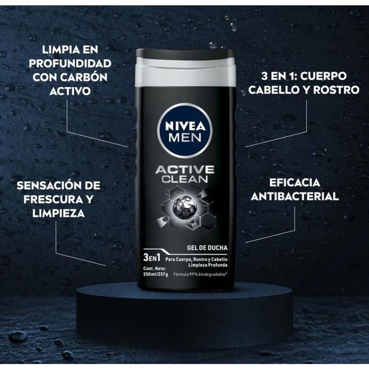 NIVEA - Gel De Ducha Nivea Active Clean 250ml Deep