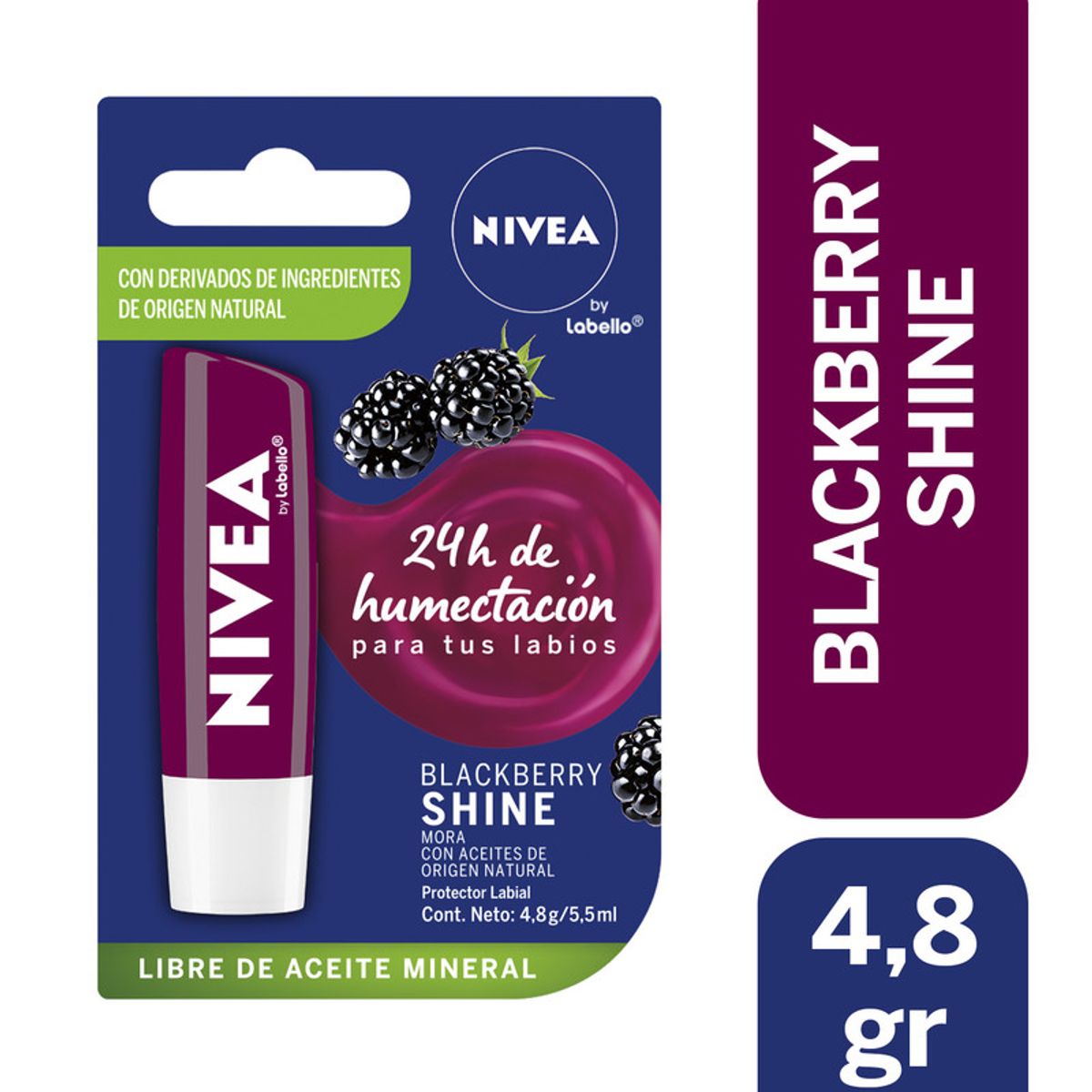 NIVEA - Bálsamo Labial Nivea Blackberry Shine 4,8Gr