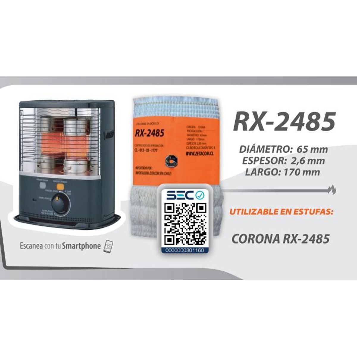 ZETACOM - Mecha Estufa Corona Rx2485 Mojostore Certificada