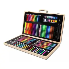GENERICO - Set De Arte 180 Pcs Lapices Para Colorear Maleta De Madera