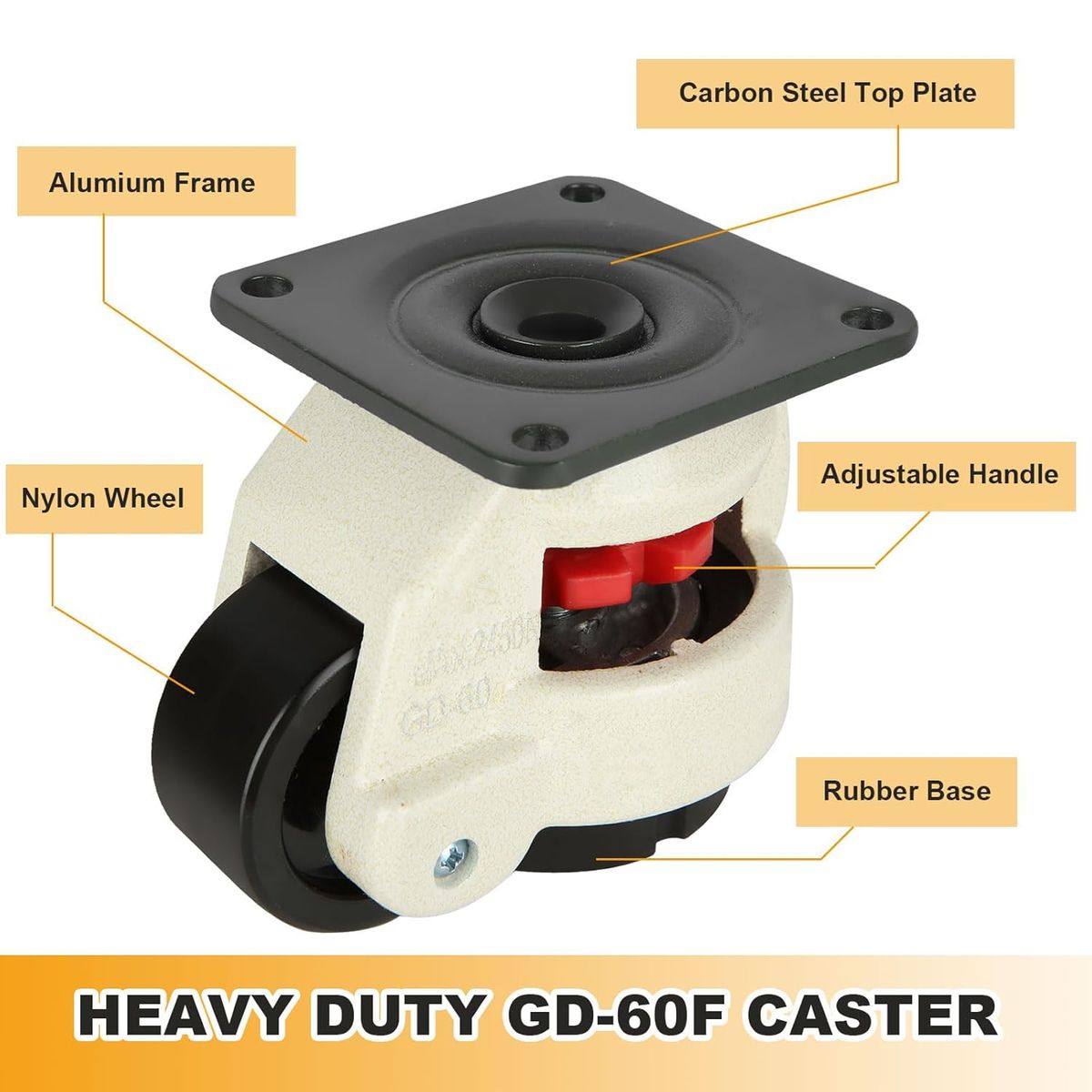 KUANGYE - 4 Ruedas Con Ajuste De Nivel Giratorias. Carga De 500 Kg