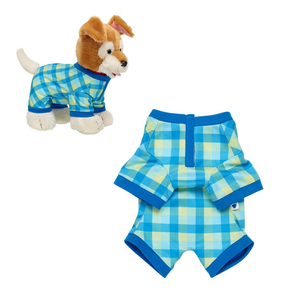 BUILD A BEAR - Pijama escocés azul Build a Bear clásico para peluche