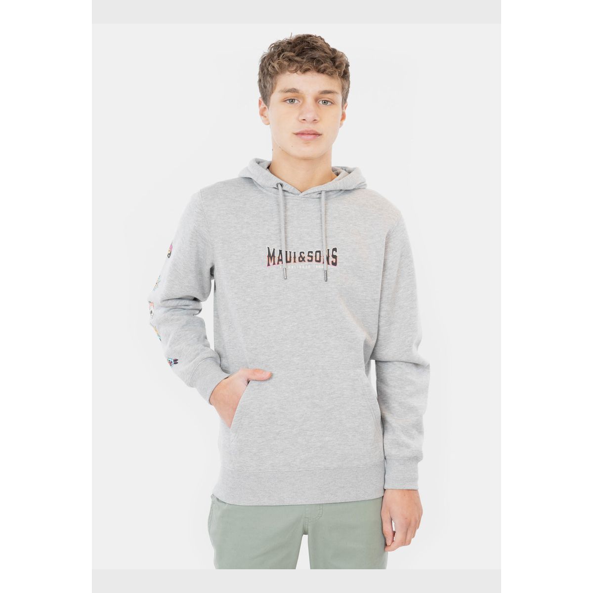 MAUI AND SONS - Poleron Canguro Poleron Kanguroo Skull Gris Infantil Maui And Sons