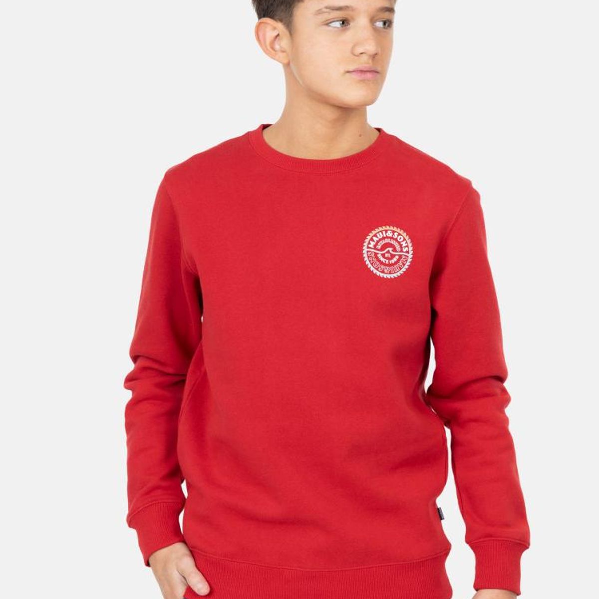 MAUI AND SONS - Poleron CR Logo Volcán Rojo Infantil Maui And Sons