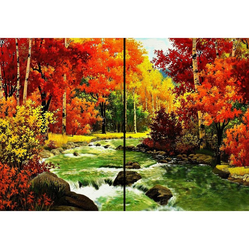 ID1SG IMPRESION DIGITAL1 - Cuadro decorativo  Díptico Paisaje "BOSQUE ROJIZO" 70 x 100