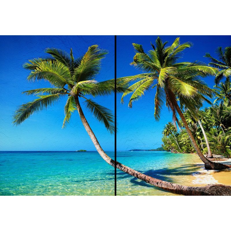ID1SG IMPRESION DIGITAL1 - Cuadro decorativo  Díptico Paisaje "PLAYA 2 PALMERAS" 70 x 100