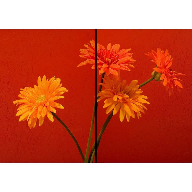 ID1SG IMPRESION DIGITAL1 - Cuadro decorativo  Díptico Flores "4 GERBERAS" 70 x 100
