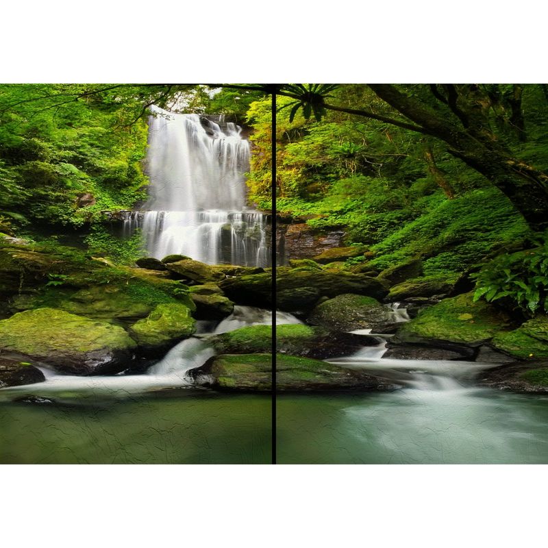 ID1SG IMPRESION DIGITAL1 - Cuadro decorativo  Díptico Paisaje "VERDE HUMEDO" 70 x 100