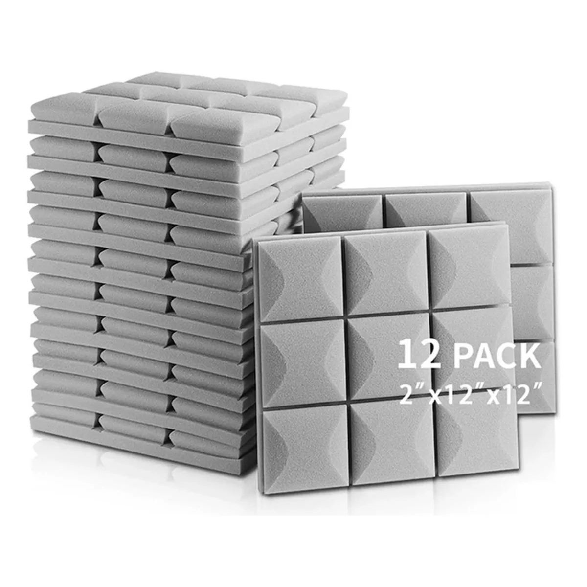 KUANGYE - Pack X12 Espuma Panel Acústico Rombo AutoAdhesivo Gris