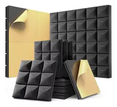 KUANGYE - Pack X12 Espuma Panel Acústico Rombo AutoAdhesivo Negro