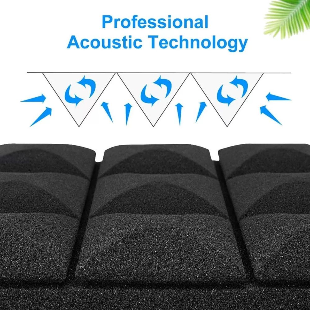 KUANGYE - Pack X12 Espuma Panel Acústico Rombo AutoAdhesivo Negro