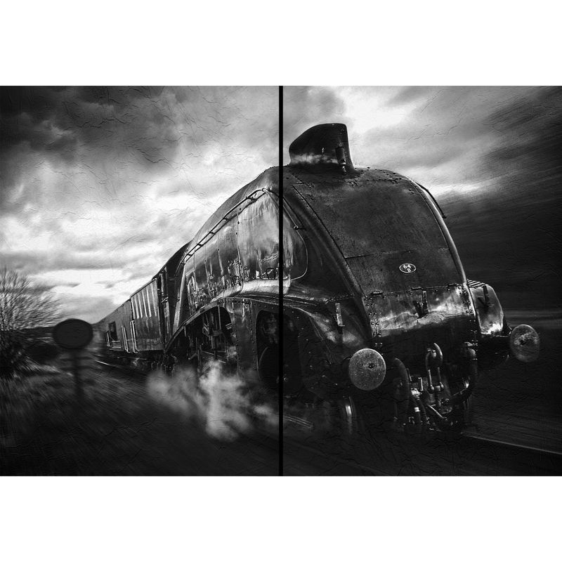 ID1SG IMPRESION DIGITAL1 - Cuadro decorativo  Díptico Tren " EXPRESO VAPOR VELOZ" 70 x 100