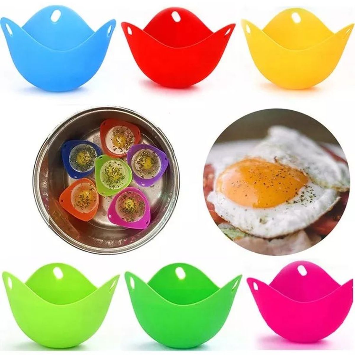 KUANGYE - Pack X4 Moldes De Silicona Para Huevos Pochados Escalfados