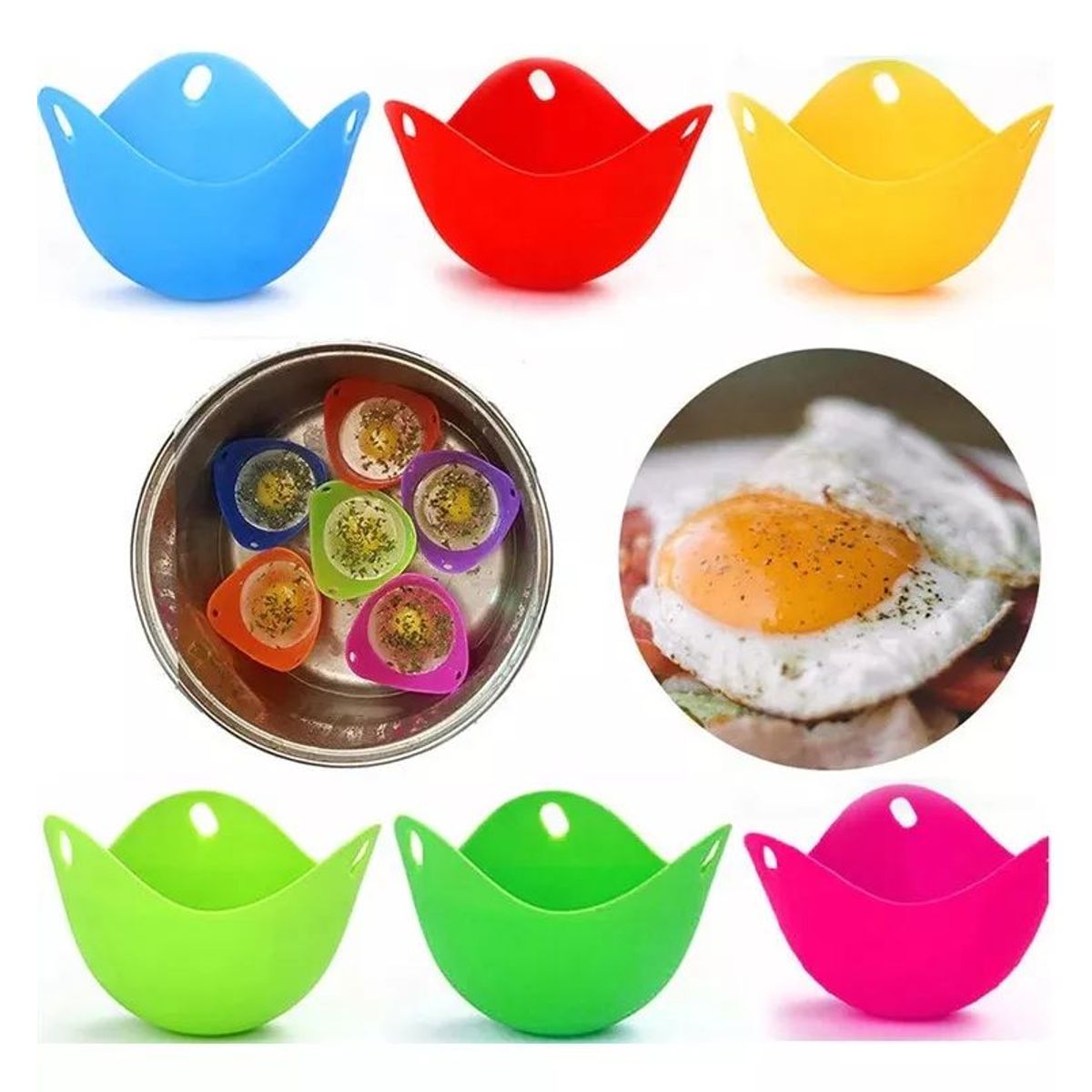 KUANGYE - Pack X4 Moldes De Silicona Para Huevos Pochados Escalfados