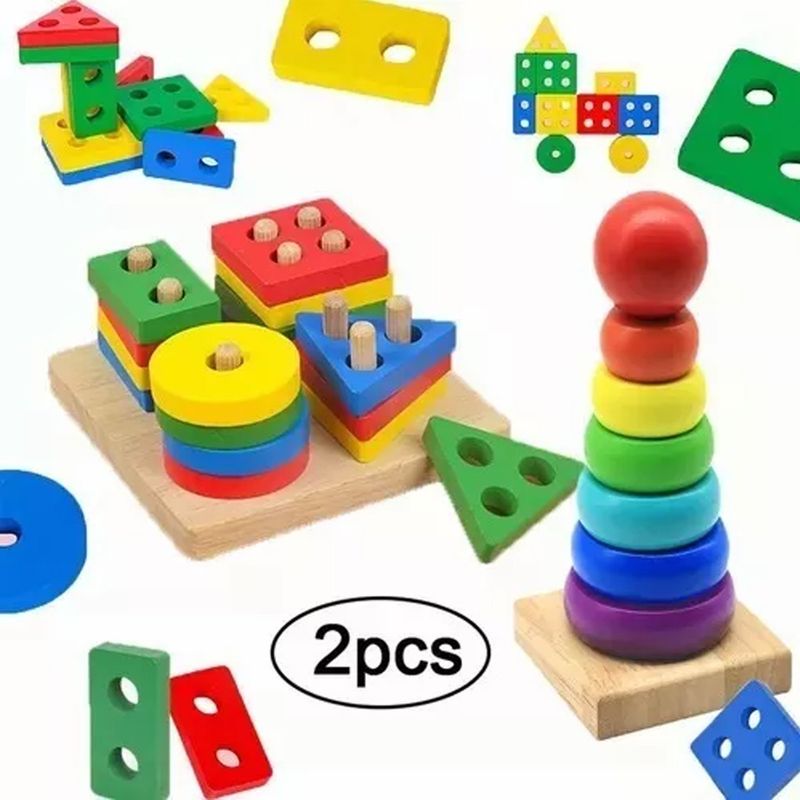GENERICO - Pack 2 Juguetes Didácticos De Madera Para Niños Montessori