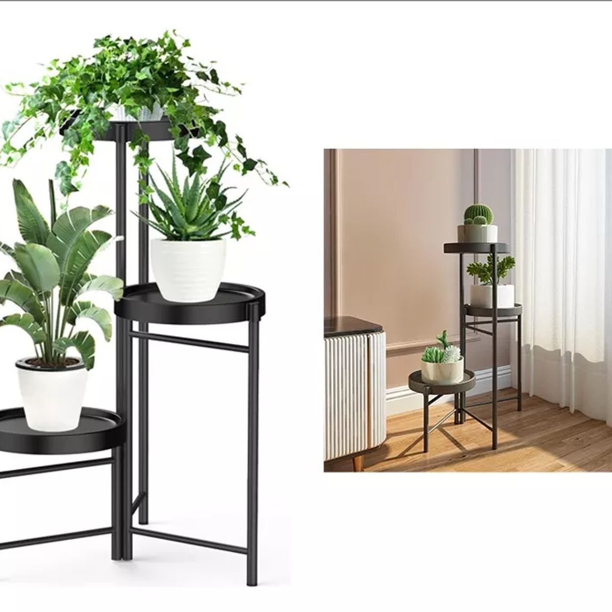 DEKANO - Set Organizador 3 Pedestal Macetero Desmontable Metal66cm tercer piso