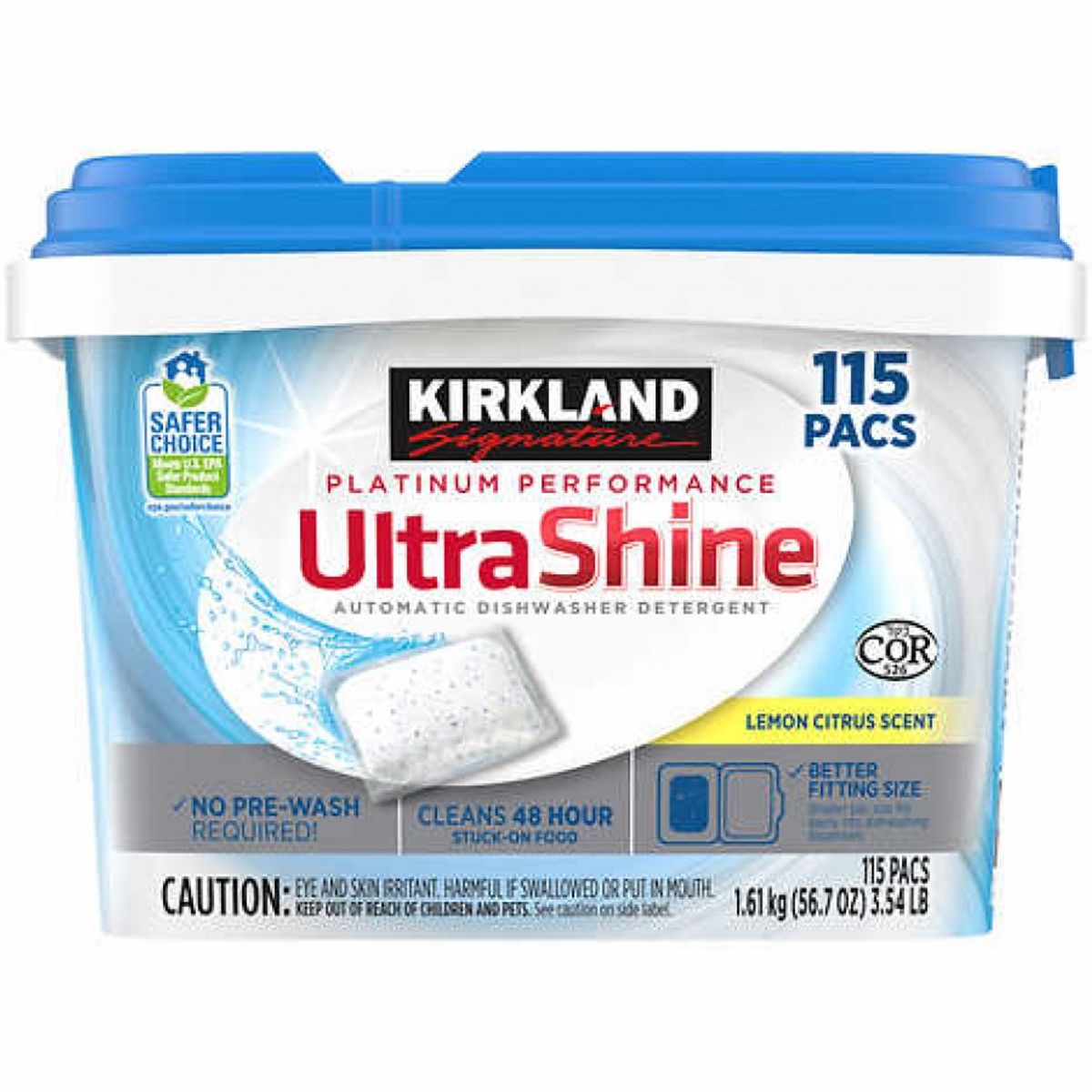 KIRKLAND - Detergente para Lavavajillas en Cápsulas Ultra Shine Kirkland 115 un
