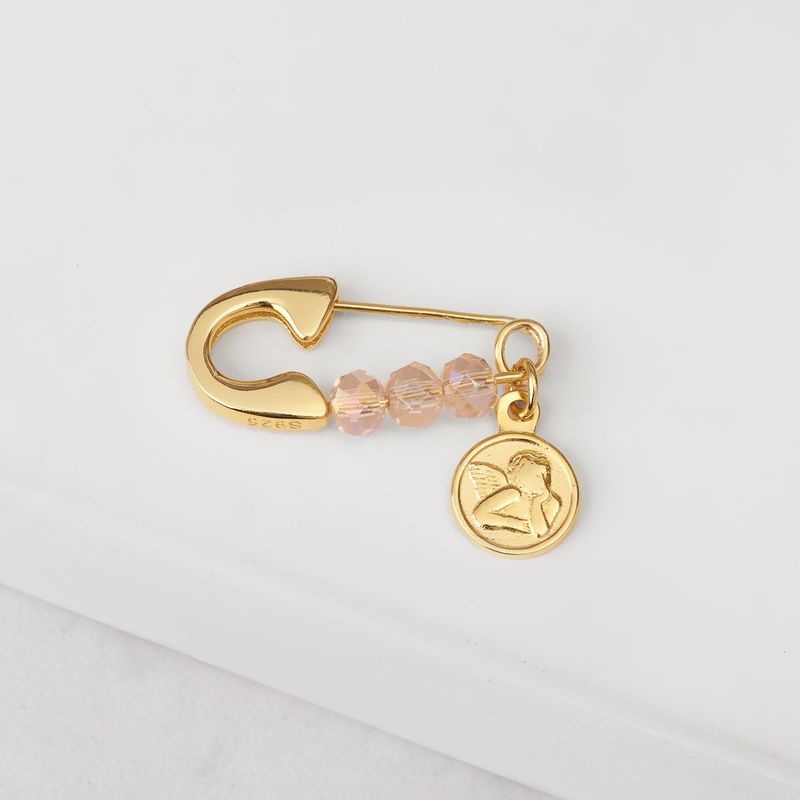BY LAS CAYETANAS - Ganchito de protección gold de la Guarda y cristales rosa