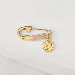 BY LAS CAYETANAS - Ganchito de protección gold de la Guarda y cristales rosa