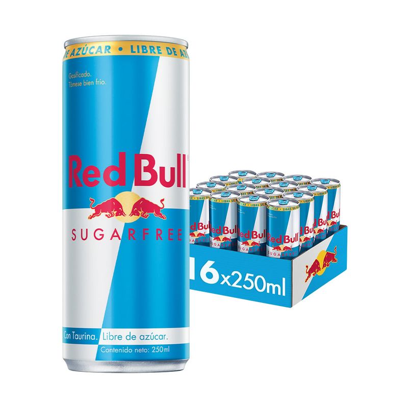 RED BULL - Red Bull Bebida Energética Pack 16 Latas Sin Azúcar 250Ml