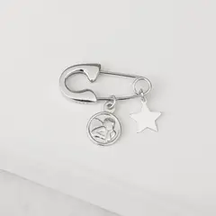 BY LAS CAYETANAS - Ganchito de protección Plata 925 Angel de la Guarda y Estrella