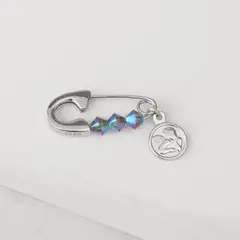 BY LAS CAYETANAS - Ganchito de protección Plata Angel de la Guarda y cristales celeste