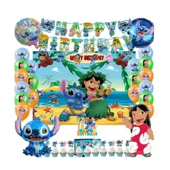 GENERICO - Set Decoración Globos + telón lilo y Stich cumpleaños
