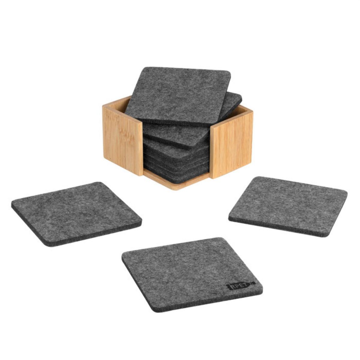 GENERICO - Posavasos Ecologicos Con Soporte De Bambú 9x9cm