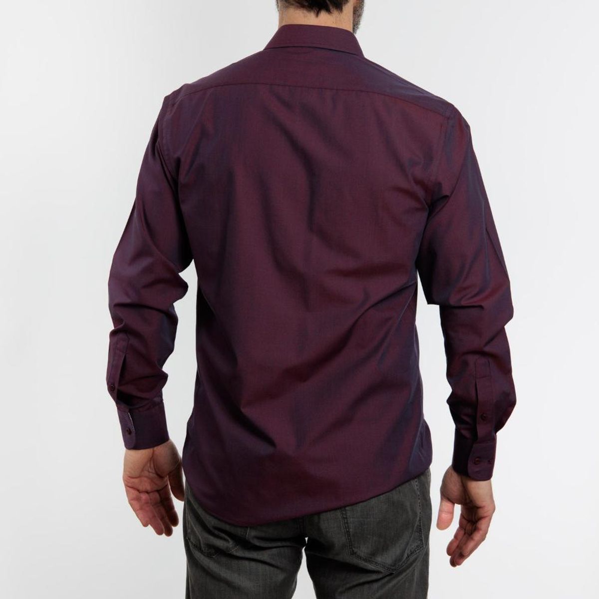 VANDINE - Camisa  Etiqueta Roja Fil a Fil burdeo I24-1.3