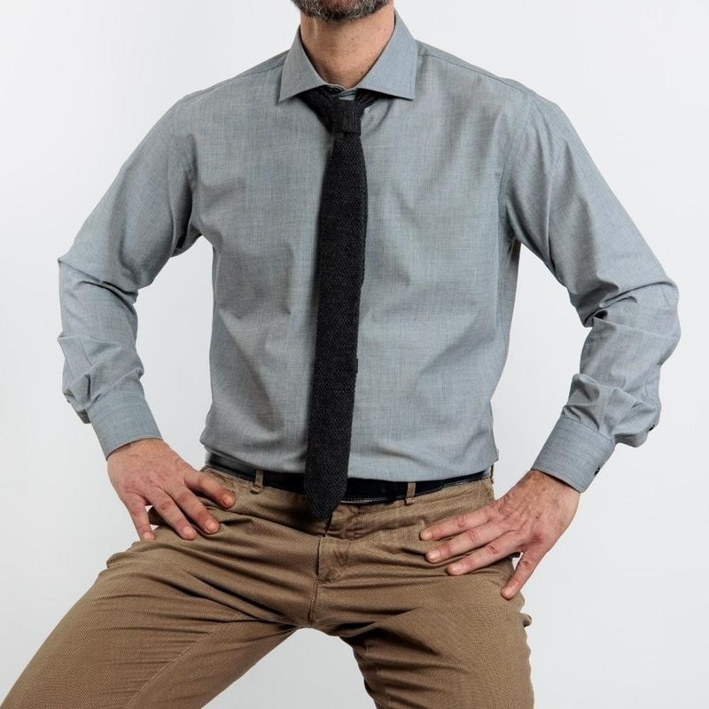 VANDINE - Camisa  Etiqueta Roja Fil a Fil gris I24-13 - Gris