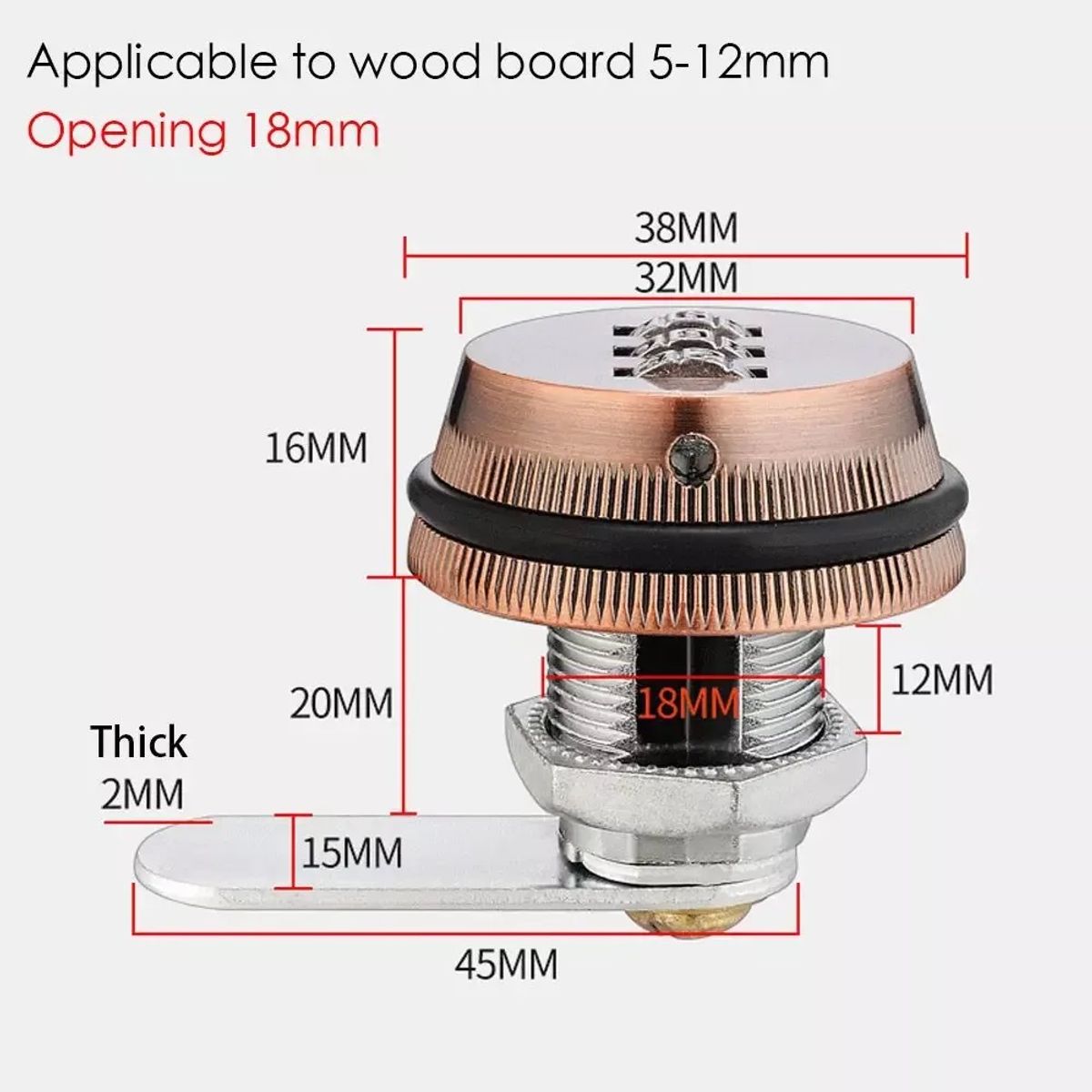 GENERICO - Cerradura Mueble Lockers Casilleros Con Clave Ppuerta 12mm